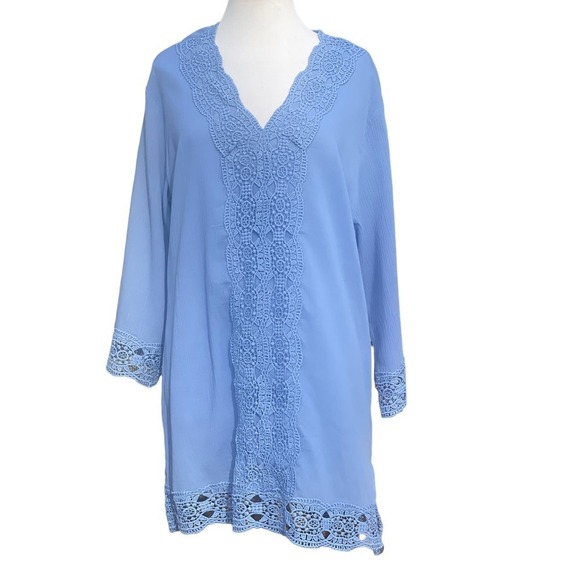 Isaac Mizrahi Daisy Swim Cover-Up in Grapemist Blue - Picture 11 of 16